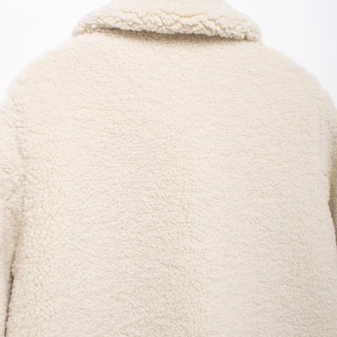 Women Casual Faux Sherpa Coat Mid Length Lapel Jacket With Toggle Buttons Solid Color Long Sleeve Outwear Autumn Winter