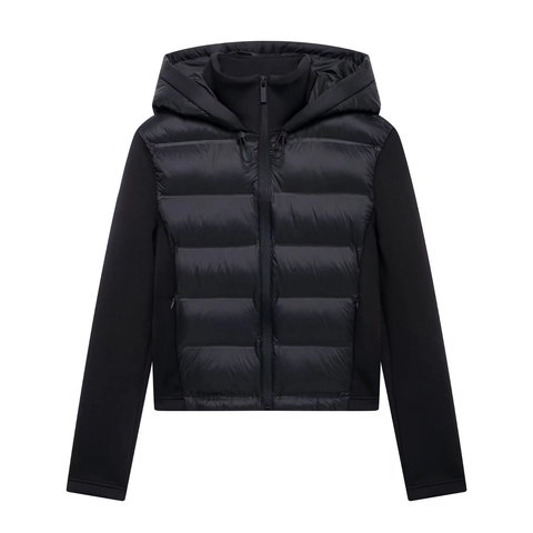 Women's Winter Hooded Long Sleeve Zippered Padded Jacket Casual Solid Color Short Coat Polyester Outerwear