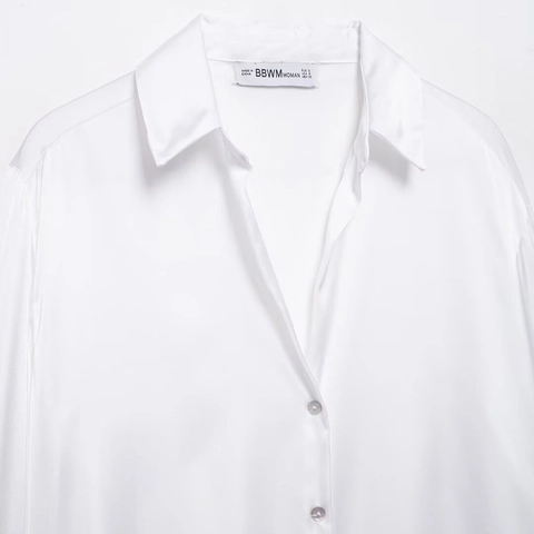 Camicetta da Donna in Raso a Manica Lunga Elegante Colletto Polo Camicia con Bottoni Tinta Unita Casual Streetwear