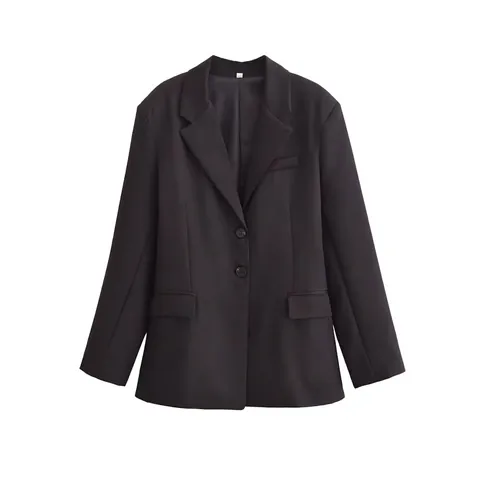 Dames Elegante Slim Fit Blazer Reverskraag Single Breasted Twee Knoppen Polyester Pak Jas Voor Kantoorwerk Straatstijl