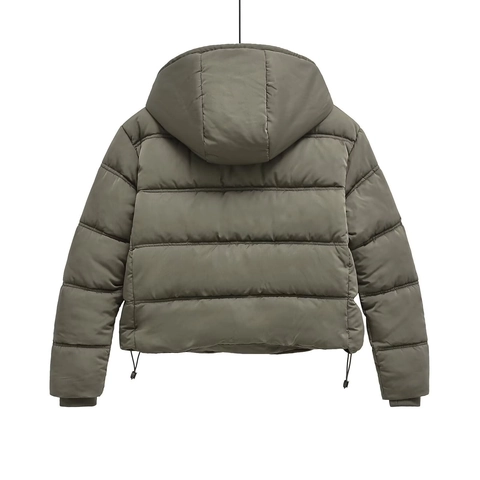 Veste Rembourrée à Capuche pour Femmes Casual Manteau d'Hiver Matelassé Streetwear Fermeture Éclair Coupe-vent Avec Poche