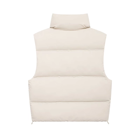 Gilet Matelassé Décontracté pour Femmes Col Montant Sans Manches Gilet Chaud Zippé Avec Ourlet Ajustable à Cordon