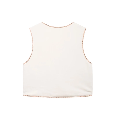 Damen Boho Weste Mit Blumenstickerei Und Spiegel-Verzierung V-Ausschnitt Ärmellos Kurz Weste Ethno Casual Sommer Mode Top