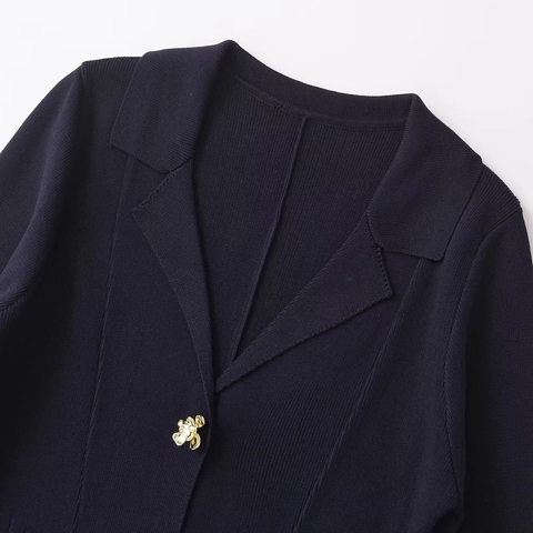 Damen Elegante Strickjacke Mit Blumen-Bienen-Knöpfen V-Ausschnitt Langarm Einfarbig Strickmantel Streetwear