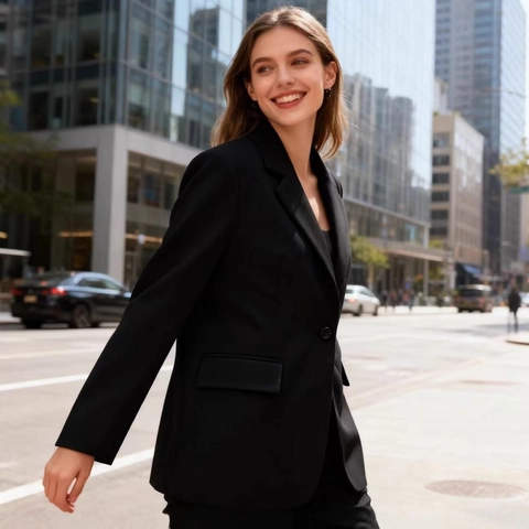 Damen Casual Blazer Jacke Mit Reverskragen Einreihig Langarm Einfarbig Büro Pendler Anzug Oberbekleidung