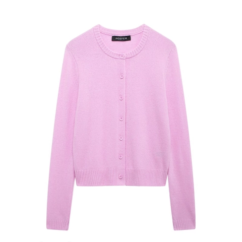 Cardigan en Maille à Col Rond pour Femmes Boutonnage Simple Manches Longues Pull Automne Hiver Couleur Unie Top