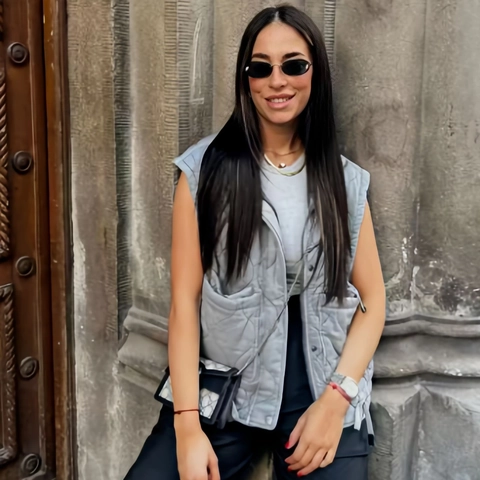 Women Casual Quilted Padded Vest Sleeveless Stand Collar Gilet with Large Pockets Adjustable Drawstring Autumn Winter Outerwear