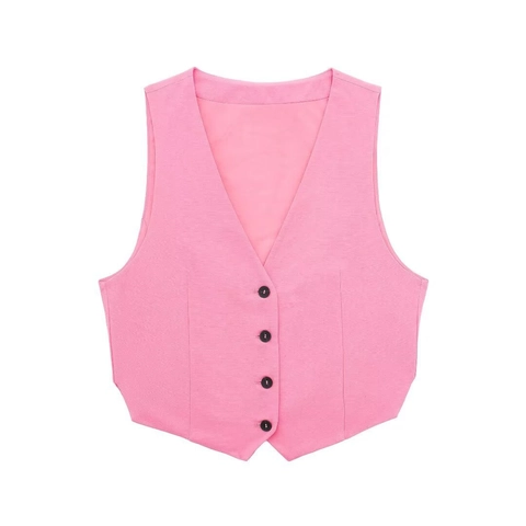 Damen Casual V-Ausschnitt Ärmellos Knopf Weste Und Hohe Taille Schlitz Shorts Zwei Teile Outfit Sommer Streetwear Mode Kleidung