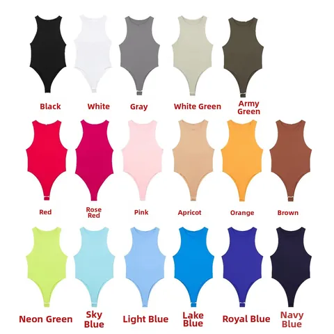 Women Halter Neck Sleeveless Bodysuit Basic Solid Color Slim Fit Stretchy One Piece Summer Top Jumpsuit For Clubwear Party