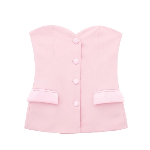 Women Sexy Satin Bustier Top With Button Front Or High Waist Skort Solid Color Summer Sleeveless Streetwear Fashion Outfit