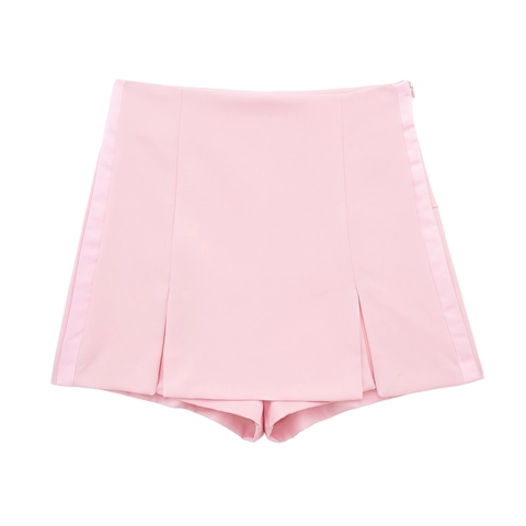 Women Sexy Satin Bustier Top With Button Front Or High Waist Skort Solid Color Summer Sleeveless Streetwear Fashion Outfit