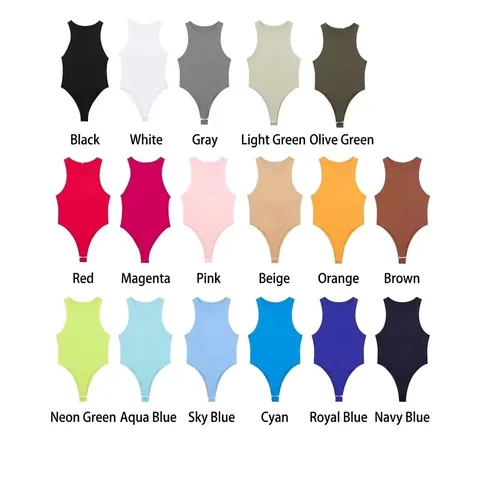 Women Halter Neck Sleeveless Bodysuit Basic Solid Color Slim Fit Stretchy One Piece Summer Top Jumpsuit For Clubwear Party
