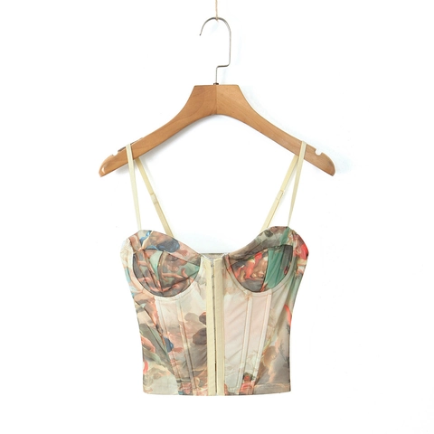 Vintage Renaissance Ölgemälde Druck Korsett Top Für Damen Netz Bustier Mit Korsettstäbe Verstellbare Träger Party Clubwear