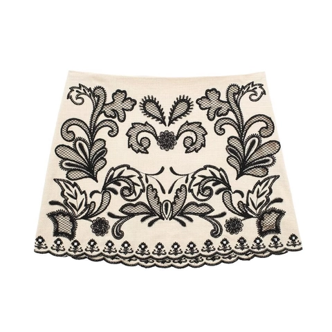 Haut Court Dos Nu Et Mini-Jupe Pour Femmes Broderie Florale Style Bohême Vacances Été Tenues Élégantes Sans Manches
