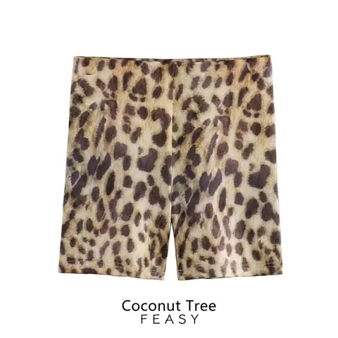 Pantaloncini da Ciclista da Donna a Vita Alta con Stampa Leopardata Leggings da Yoga Slim Fit per Allenamento Stampa Animale Pantaloncini Sportivi Estivi
