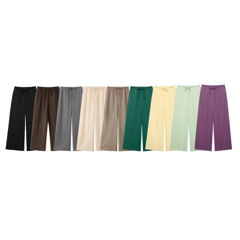 Completo Donna in Lino Blazer con Scollo a V e Pantaloni a Gamba Larga Casual Vita Alta con Fiocco Laterale Pantaloni con Spacco