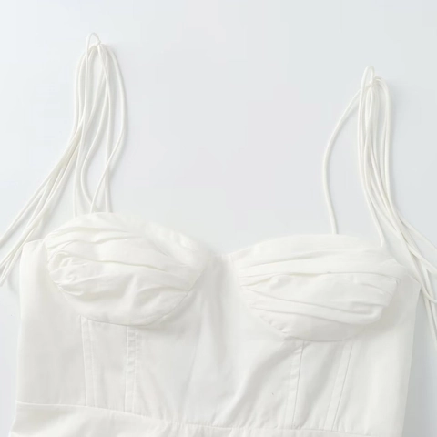 Top a Corsetto da Donna Sexy con Spalline Sottili Seno Arricciato Orlo a Peplo Schiena Arricciata Canotta Senza Maniche Streetwear