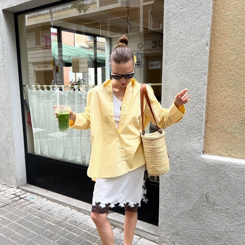 Women's Casual Striped Button Down Shirt Oversized Long Sleeve Blouse Office Lady Polyester Spring Fashion Loose Tops