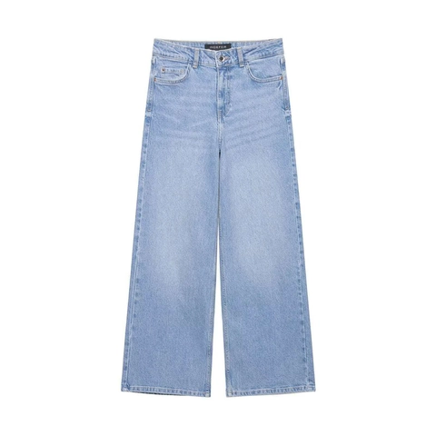 Damen Casual High Waist Wide Leg Denim Jeans Hellblau Locker Gerade Passform Lange Hose Frühling Herbst Mode Täglich Unterteile