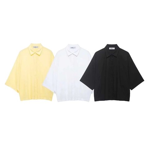 Women Casual Loose Batwing Sleeve Shirt Polyester Solid Color Lapel Top Oversized Single Breasted Blouse Commuter Summer Wear