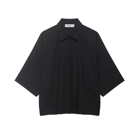 Women Casual Loose Batwing Sleeve Shirt Polyester Solid Color Lapel Top Oversized Single Breasted Blouse Commuter Summer Wear