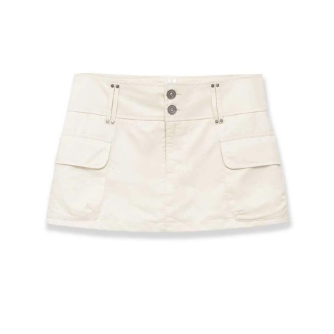 Dames Cargo Minirok Hoge Taille A-Lijn Polyester Korte Rok met Grote Zakken en Klinknagels Utility Stijl Onderkant
