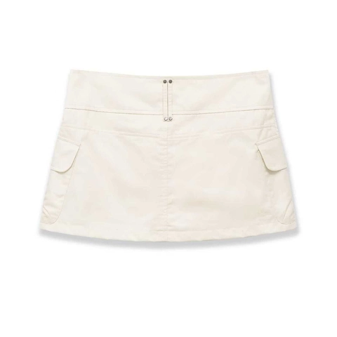 Dames Cargo Minirok Hoge Taille A-Lijn Polyester Korte Rok met Grote Zakken en Klinknagels Utility Stijl Onderkant