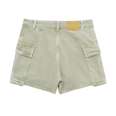 Women High Waist Cargo Skort Utility Streetwear Skirt Shorts With Pockets Light Green Casual Wrap Skort For Spring Summer