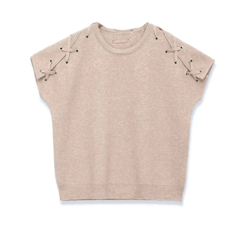Chaleco de Punto Casual para Mujer Top sin Mangas con Cordones en el Hombro Cuello Redondo Color Sólido Punto de Poliéster Verano Moda Top