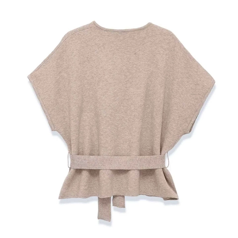 Donna Minimalista Girocollo Cinturato Cardigan Lavorato Maglia Casual Manica Corta Tinta Unita Bottoni Maglione Top Quotidiano