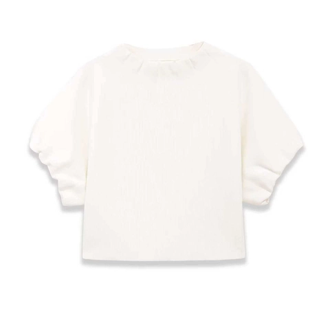 Elegant White Knitted Skirt Set For Women Puff Sleeve Ribbed Short Sleeve Top And A-Line Mini Skirt Summer Two Piece Outfit
