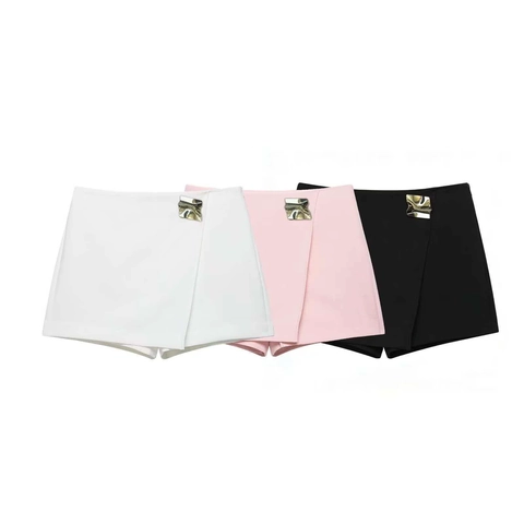 Gonna-Pantalone da Donna a Vita Alta Asimmetrica Con Fibbia in Metallo a Linea A Gonna-Pantalone Casual Tinta Unita Estate