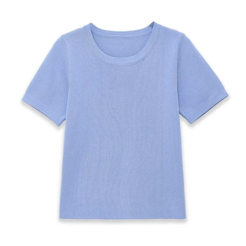 Γυναικείο Casual Πλεκτό T-Shirt με Ρίγες Κοντό Μανίκι Μονόχρωμο Στρογγυλή Λαιμόκοψη Slim Fit Καλοκαιρινό Τοπ