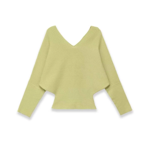 Dames Casual V-hals Vleermuismouw Geribbelde Gebreide Pullover Losse Effen Kleur Ademend Mode Top Voor Herfst Winter