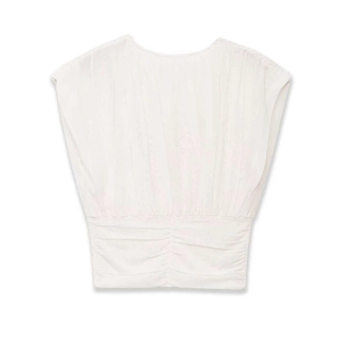 Women Elegant Ruched Sleeveless Knit Tank Top Round Neck Solid Color Polyester Commuter Summer Basic Casual Slim Fit Vest
