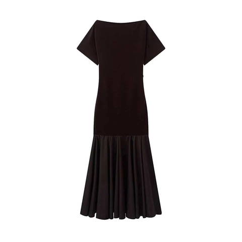 Dames Zomer Korte Mouw Boothals Gebreide Midi Jurk Splicing Geplisseerd Hoge Taille Elegant Feest Bodycon Jurk