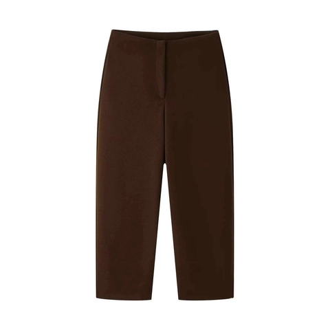 Pantaloni a Gamba Dritta a Vita Alta da Donna Minimalista in Poliestere Ufficio Pendolare Tinta Unita Casual Pantaloni