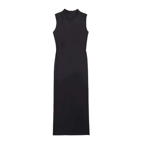 Elegante Vestido Midi Sin Mangas Con Espalda Descubierta Sexy Ajustado Color Sólido Poliéster Vestido Bodycon Para Mujer Verano Fiesta Noche