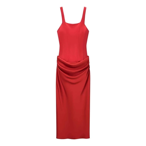 Sexy Square Neck Draped Ruffle Slip Dress Backless Lace Up Satin Look Bodycon Maxi Dress For Women Evening Club Party