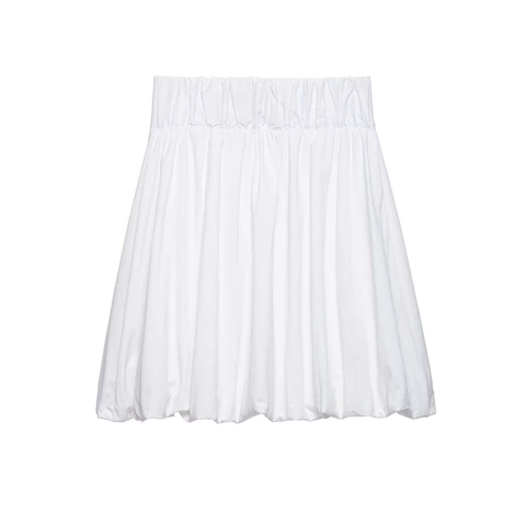 Gonna a Palloncino Bianca a Vita Alta da Donna Con Decorazione di Rivetti Gonna Midi a Pieghe Casual Moda Estiva Abbigliamento Donna