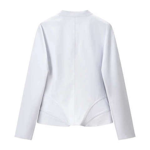 Women Slim Fit Stand Collar Zipper Jacket Solid Color Long Sleeve Corset Style Irregular Hem Polyester Outerwear Top