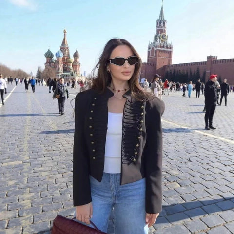 Damen Blazer Im Militärstil Stehkragen Schlanke Passform Metallknöpfe Posamentenverzierung Schulterpolster Herbst Mode Jacke Schwarz