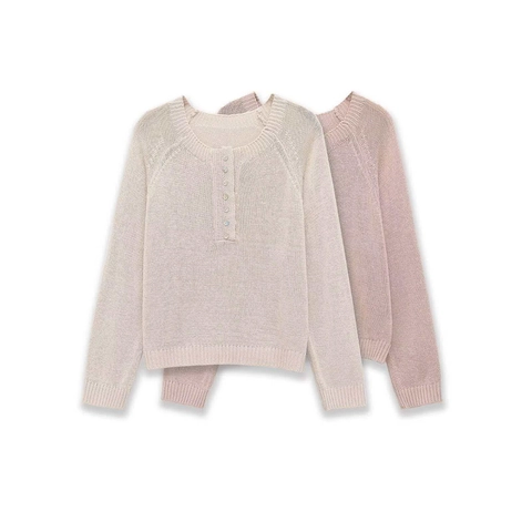 Dames Elegante Gebreide Trui Ronde Hals Knoop Detail Lange Mouw Effen Kleur Pullover Top Kantoor Dame Woon-Werkverkeer Breigoed