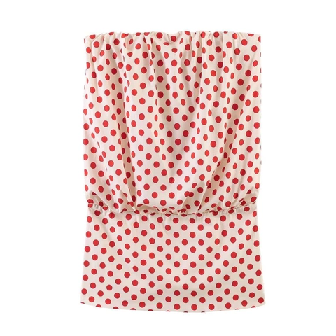 Top Bustier Vintage pour Femmes Été Sans Manches Imprimé à Pois Taille Froncée Mi-longue Polyester Mode Décontractée