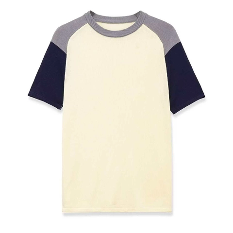 Maglietta a Maniche Corte in Maglia Casual da Donna con Blocchi di Colore Raglan Girocollo in Poliestere Patchwork