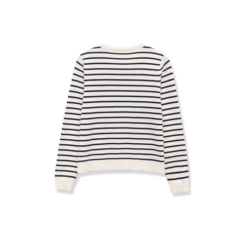 Women Striped Knitted Cardigan Round Neck Long Sleeve Gold Button Casual Loose Knitwear Sweater Top