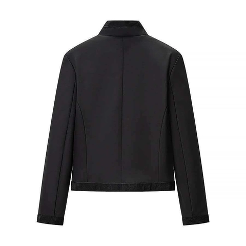 Women Vintage Military Hussar Style Short Jacket Mandarin Collar Braided Frog Toggle Closure Long Sleeve Solid Black Coat
