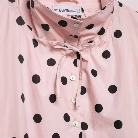 Giacca da Donna Casual a Pois Rosa Moda Colletto in Piedi Manica Lunga Leggero Antivento Cappotto Coulisse Orlo Capispalla
