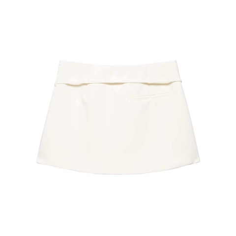Mini-Jupe Ligne A Taille Haute pour Femmes Commuter Minimaliste Blanche Structurée en Polyester Avec Ceinture pour Bureau