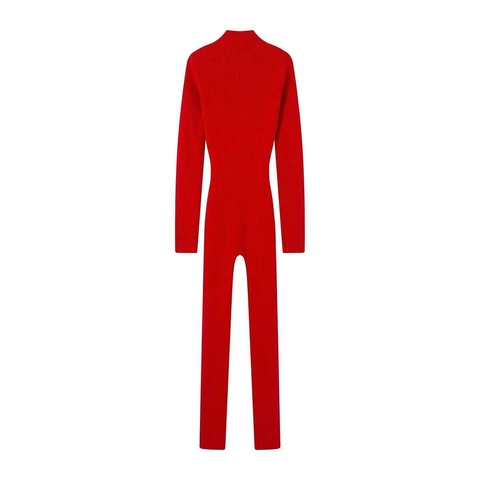Damen Rippstrick Langarm Jumpsuit Halb Reißverschluss Bodycon Overall Mit Daumenlöchern Kontrast Seitenstreifen Sportanzug